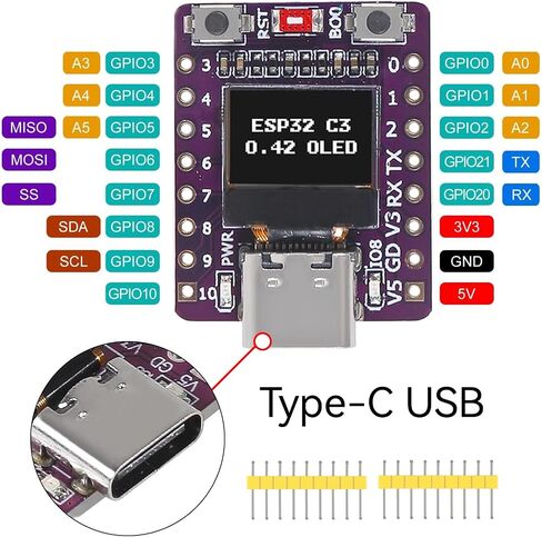 10 قطعة ESP32-C3 OLED مجلس التنمية مع 0.42 بوصة OLED وحدة هوائي السيراميك واي فاي بلوتوث ESP32 Supermini مجلس التنمية in Kuwait
