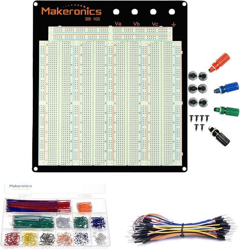 Makeronics Solderless 3220 Breadboard Complete Kit-3220 Tie-Points Experiment Plug-in Breadboard with Aluminum Back Plate +560 U-Shape|65 PCS Pure Copper Jumper Wires for Prototyping Circuit/Arduino in Saudi Arabia