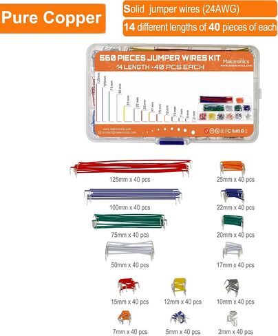 Makeronics Solderless 3220 Breadboard Complete Kit-3220 Tie-Points Experiment Plug-in Breadboard with Aluminum Back Plate +560 U-Shape|65 PCS Pure Copper Jumper Wires for Prototyping Circuit/Arduino in Saudi Arabia