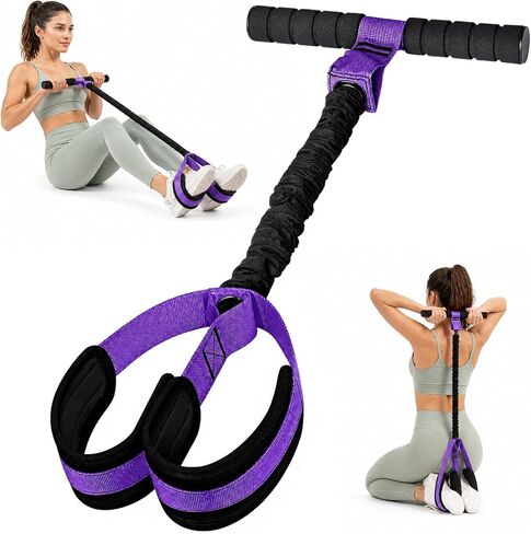 Rojvvec Pedal Resistance Bands with Handle Upgraded 55LBS, Durable TPR Tube and Soft Foam Fabric Foot Pedal, Fitness Band for Abdomen/Waist/Arm/Leg Stretching Training Sit Up Equipment Workout in Kuwait