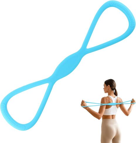 Figure 8 Resistance Band for Women Men, Exercise Band with Non-Slip Handles, Silicone 8-Shaped Stretch Bands for Home Workout Yoga Pilates in Kuwait