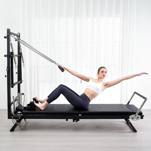 Cofiyard Pilates Reformer، آلة بيلاتيس إصلاحية مقاس 92 بوصة مع برج، معدات بيلاتيس قابلة للتعديل للتمرين المنزلي، تتضمن برج بيلاتيس، لوحة قفز in Kuwait