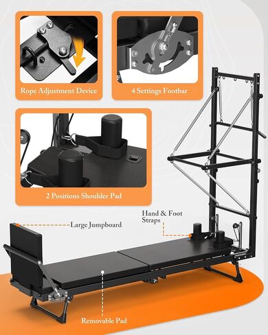 Cofiyard Pilates Reformer، آلة بيلاتيس إصلاحية مقاس 92 بوصة مع برج، معدات بيلاتيس قابلة للتعديل للتمرين المنزلي، تتضمن برج بيلاتيس، لوحة قفز in Kuwait