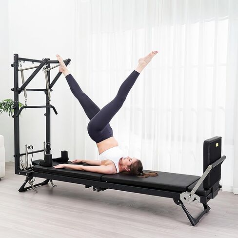 Cofiyard Pilates Reformer، آلة بيلاتيس إصلاحية مقاس 92 بوصة مع برج، معدات بيلاتيس قابلة للتعديل للتمرين المنزلي، تتضمن برج بيلاتيس، لوحة قفز in Kuwait