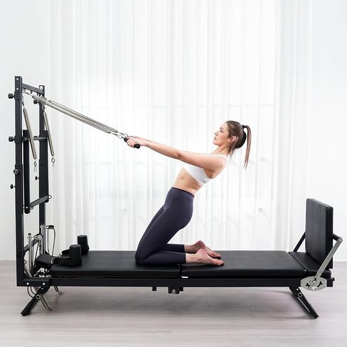 Cofiyard Pilates Reformer، آلة بيلاتيس إصلاحية مقاس 92 بوصة مع برج، معدات بيلاتيس قابلة للتعديل للتمرين المنزلي، تتضمن برج بيلاتيس، لوحة قفز in Kuwait