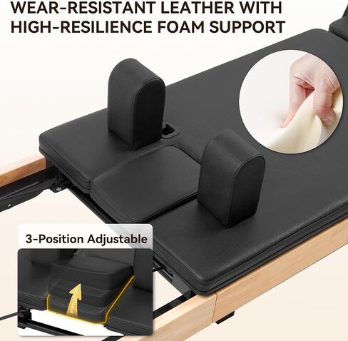 93'' Wooden Pilates Reformer Foldable Oak Wood Studio Grade Home Gym | 95% Pre-Assembled, Sitting Box, Jump Board, for Home Use and Gym Workout, Pilates Machine & Equipment, Ergonomic Design in Kuwait