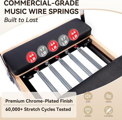 93'' Wooden Pilates Reformer Foldable Oak Wood Studio Grade Home Gym | 95% Pre-Assembled, Sitting Box, Jump Board, for Home Use and Gym Workout, Pilates Machine & Equipment, Ergonomic Design in Kuwait