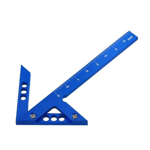 Right Angle Line Gauge Aluminum Center Scribe Carpenter Ruler Wood Measuring Tool(Imperial Blue) in Kuwait