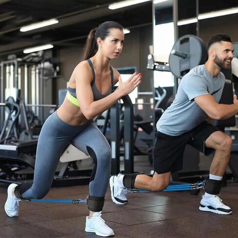 Running Yoga Exercise Step, 60lbs Ankle Resistance Bands with Cuffs, Adjustable Padded Leg Straps for Working Out, Leg Workout Equipment for Agility Training Track and Field Gym Accessories in Kuwait