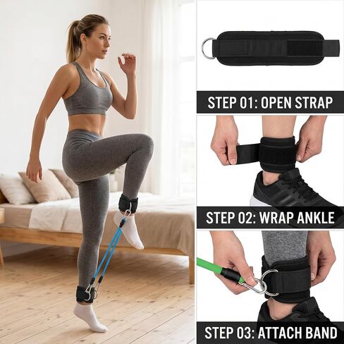 Running Yoga Exercise Step, 60lbs Ankle Resistance Bands with Cuffs, Adjustable Padded Leg Straps for Working Out, Leg Workout Equipment for Agility Training Track and Field Gym Accessories in Kuwait