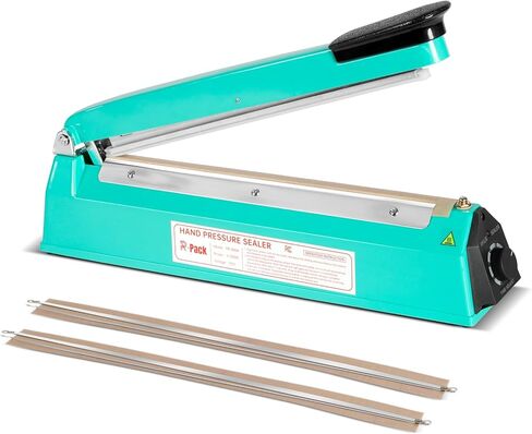 Impulse Heat Sealer with Seal bar, Heavy-Duty Bag Sealing & Cutting Machine, 2 Extra Replacements (white, 8inch) in Kuwait