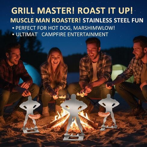 2/4 PCS Funny Man Hot Dog Holders Standing Man Hot Dog Grill Rack Portable Reusable Stainless Steel BBQ Grill Accessories for Camping Spring Trip and Novelty Party Gifts in Saudi Arabia