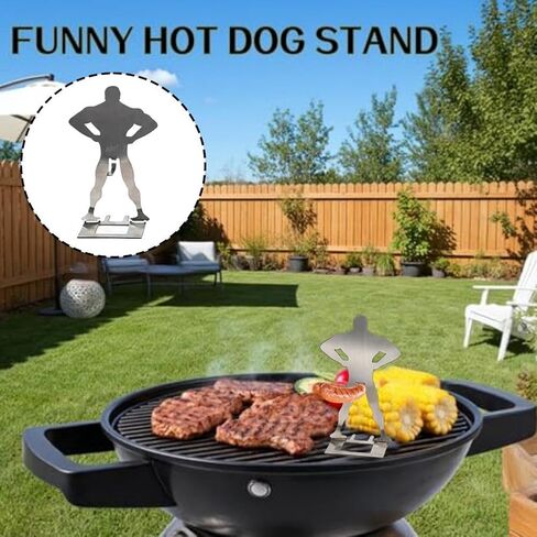 2/4 PCS Funny Man Hot Dog Holders Standing Man Hot Dog Grill Rack Portable Reusable Stainless Steel BBQ Grill Accessories for Camping Spring Trip and Novelty Party Gifts in Saudi Arabia
