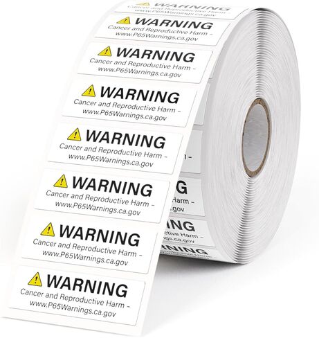 2000 Pcs Prop 65 Warning Labels 0.5" x 1.5" Self-Adhesive Vinyl | Waterproof, California Cancer and Reproductive Harm Warning Stickers,for Product Packaging, Retail Products, Distribution in Kuwait