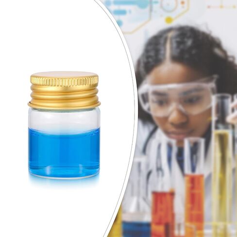 16Pcs 15ml(0.5 oz) Empty Tiny Jars Small Glass Vials with Lids Lab Sample Vials Refillable Mini Glass Bottles with Golden Aluminum Screw Caps for DIY Crafts Essential Oils Storage Wedding Decoration in Kuwait