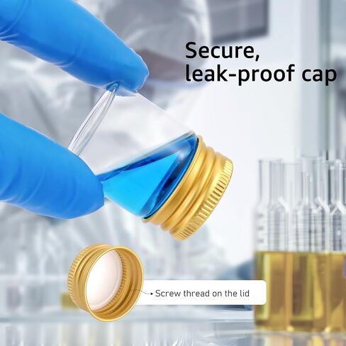16Pcs 15ml(0.5 oz) Empty Tiny Jars Small Glass Vials with Lids Lab Sample Vials Refillable Mini Glass Bottles with Golden Aluminum Screw Caps for DIY Crafts Essential Oils Storage Wedding Decoration in Kuwait