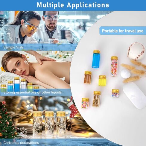 16Pcs 15ml(0.5 oz) Empty Tiny Jars Small Glass Vials with Lids Lab Sample Vials Refillable Mini Glass Bottles with Golden Aluminum Screw Caps for DIY Crafts Essential Oils Storage Wedding Decoration in Kuwait