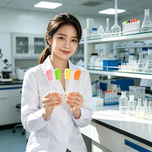 Generic Suitable for Laboratory Experiments 4Pcs Silicone Plastic Pipette Transfer Dropper Ball Head Multiple Colors in Kuwait