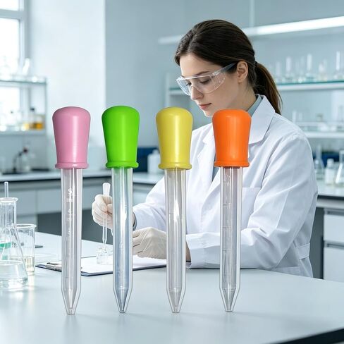 Generic Suitable for Laboratory Experiments 4Pcs Silicone Plastic Pipette Transfer Dropper Ball Head Multiple Colors in Kuwait