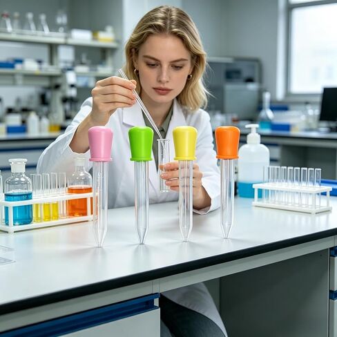 Generic Suitable for Laboratory Experiments 4Pcs Silicone Plastic Pipette Transfer Dropper Ball Head Multiple Colors in Kuwait