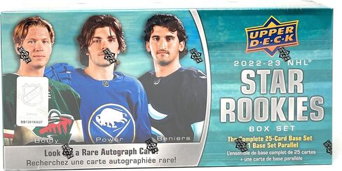 مجموعة بطاقات الهوكي من Upper Deck 2022-23 NHL Star Rookies (مجموعة قاعدة كاملة مكونة من 25 بطاقة + مجموعة قاعدة واحدة متوازية) in Kuwait