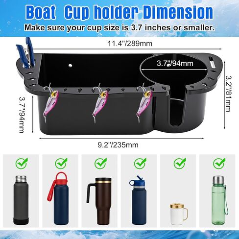 Zhehao 3 Piece Boat Organizer Set 2 Mesh Storage Bags 1 Boat Cup Holder Multifunctional Caddy Organizer, Waterproof Marine Fishing Accessories for Bass, Kayak, Pontoon in Kuwait