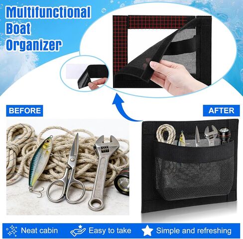 Zhehao 3 Piece Boat Organizer Set 2 Mesh Storage Bags 1 Boat Cup Holder Multifunctional Caddy Organizer, Waterproof Marine Fishing Accessories for Bass, Kayak, Pontoon in Kuwait