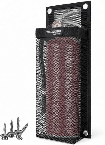 Marine Mesh Double Pocket Boat Gear Storage Bag, Polyester Boat Rope Storage Bag, Screw Snap Mount (Black, Large) in Kuwait