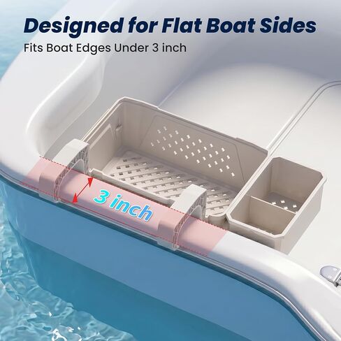 Gocozer 2 Pack Boat Side Storage Baskets with Cup Holders - Perfect for 3-Inch or Smaller Boat Rails - 16 QT Boat Storage Organizer in Kuwait