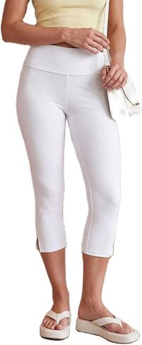 Mxiqqpltky Capri Leggings for Women Y2K Fold Over Low Rise Capri Pants Skinny Side Split Cropped Pants Lounge Yoga Capris in Kuwait