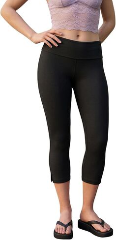 Mxiqqpltky Capri Leggings for Women Y2K Fold Over Low Rise Capri Pants Skinny Side Split Cropped Pants Lounge Yoga Capris in Kuwait