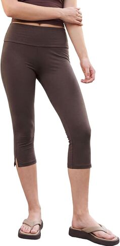 Mxiqqpltky Capri Leggings for Women Y2K Fold Over Low Rise Capri Pants Skinny Side Split Cropped Pants Lounge Yoga Capris in Kuwait