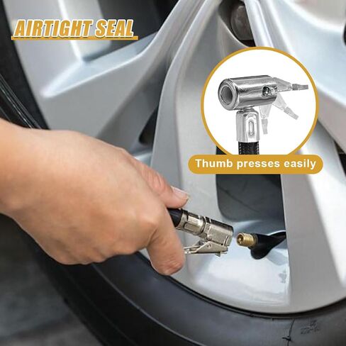 Car Tire Inflator Hose Adapter, 31" Air Compressor Extension Tube with Lock-On Air Chuck & Converting Nuts, Quick-Inflation Connector for Car, Motorcycle, Bicycle Tire Pump (Black) in Kuwait