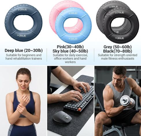 5pcs Grip Strength Trainer Hand Grip Strengthener Rings Fingers Exerciser Silicone Rings Hand Gripper for Muscle Training Sports Rock Climbing Athletes Finger Workout Stress Relief in Kuwait