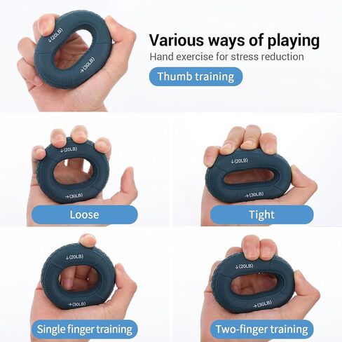 5pcs Grip Strength Trainer Hand Grip Strengthener Rings Fingers Exerciser Silicone Rings Hand Gripper for Muscle Training Sports Rock Climbing Athletes Finger Workout Stress Relief in Kuwait