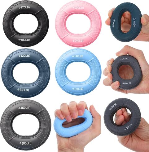 5pcs Grip Strength Trainer Hand Grip Strengthener Rings Fingers Exerciser Silicone Rings Hand Gripper for Muscle Training Sports Rock Climbing Athletes Finger Workout Stress Relief in Kuwait