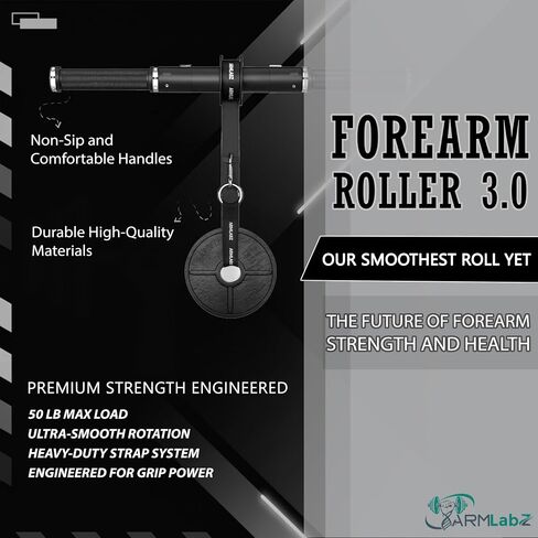 ArmLabz Forearm Roller 3.0 Premium Wrist Roller and Forearm Strengthener, Grip Strength Trainer and Hand Exerciser, Quick Reset, One Arm Use, Metal Core, Heavy-Duty Strap in Kuwait