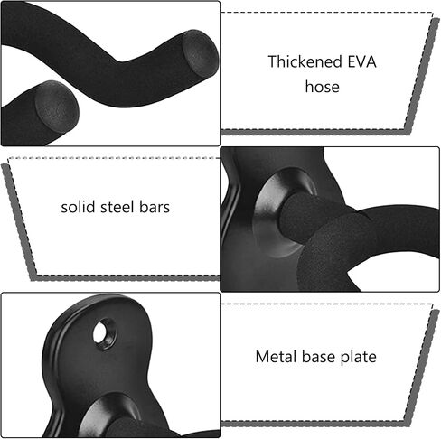 Guitar Wall Mount Black Hanger for Acoustic Electric Bass Guitar | Sturdy Metal Construction, Padded Yoke, Screws & Drywall Anchors Included in Kuwait