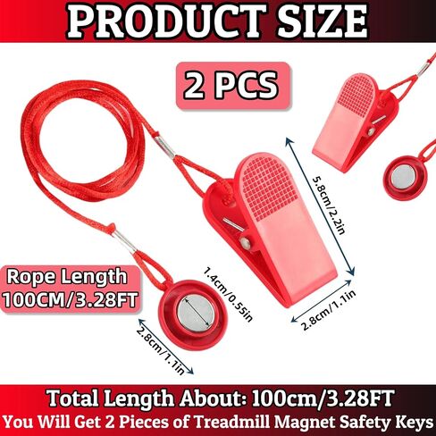 2pcs Universal Treadmill Magnetic Safety Key Replacement Magnetic Safety Switch Clip Emergency Machine Stop Accessories Universal Treadmill Emergency Stop Magnet for Most Treadmills Running Machines in Kuwait