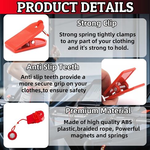 2pcs Universal Treadmill Magnetic Safety Key Replacement Magnetic Safety Switch Clip Emergency Machine Stop Accessories Universal Treadmill Emergency Stop Magnet for Most Treadmills Running Machines in Kuwait