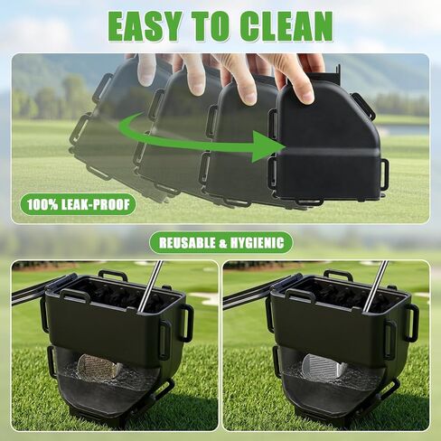 Golf Cart Ball Washer & Club Cleaner with Straps - No Drill Golf Club Washer for Cart, Dual-Sided Brush Cleaning Box, Easy to Clean Portable & Detachable Golf Ball Washer for Cart Accessories in Kuwait