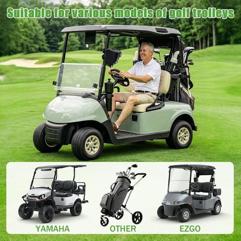 Golf Cart Ball Washer & Club Cleaner with Straps - No Drill Golf Club Washer for Cart, Dual-Sided Brush Cleaning Box, Easy to Clean Portable & Detachable Golf Ball Washer for Cart Accessories in Kuwait