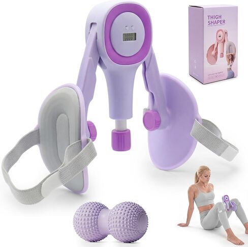 Smart Pelvic Floor Trainer & Thigh Master, 18-110 lbs Adjustable Resistance Inner Thigh Exerciser for Women, 3-in-1 Home Workout Kit with Booty Band & Peanut Massage Ball for Postpartum Recovery in Kuwait