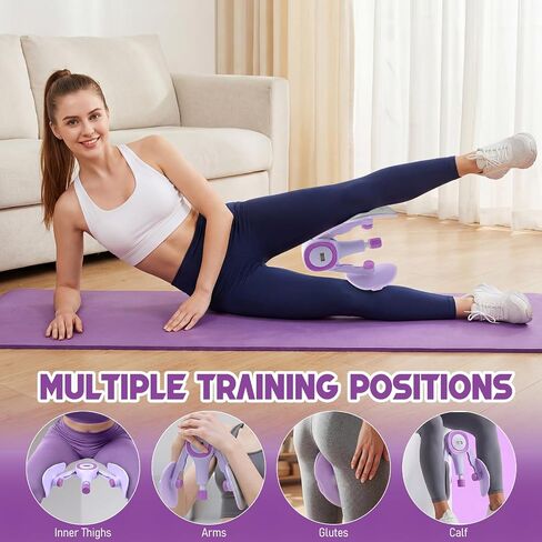 Smart Pelvic Floor Trainer & Thigh Master, 18-110 lbs Adjustable Resistance Inner Thigh Exerciser for Women, 3-in-1 Home Workout Kit with Booty Band & Peanut Massage Ball for Postpartum Recovery in Kuwait