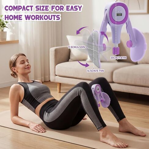 Smart Pelvic Floor Trainer & Thigh Master, 18-110 lbs Adjustable Resistance Inner Thigh Exerciser for Women, 3-in-1 Home Workout Kit with Booty Band & Peanut Massage Ball for Postpartum Recovery in Kuwait