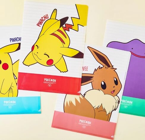 Set of 3 Pikachu Clear L-Type File Folder Transparent Document Folder, Design May Vary in Saudi Arabia