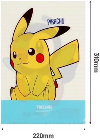 Set of 3 Pikachu Clear L-Type File Folder Transparent Document Folder, Design May Vary in Saudi Arabia