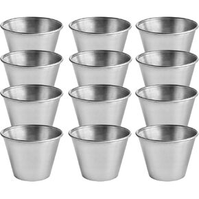 Smooth Stainless Steel Round Cup - 2.5 oz Metal Sauce Cup Set - Stainless Steel Ramekin for Kitchen Use, Restaurant Stainless Sauce and Dipping Cup 12 Pack in Kuwait