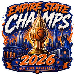 ملصق فينيل Empire State Champs 2026 New York Basketball، تصميم كأس أفق مدينة نيويورك باللونين البرتقالي والأزرق، 5 بوصة، مقاوم للماء in Kuwait