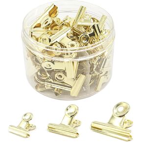 ycvioring مقاطع الورق الذهب الذهب Bulldog Binder ، مجموعة متنوعة من الأحجام ، المشابك الورقية للمدرسة والمكاتب والمطبخ المنزلي (53 حزمة) in Kuwait